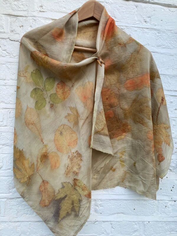 Botanical printed silk scarf