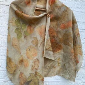 Botanical printed silk scarf