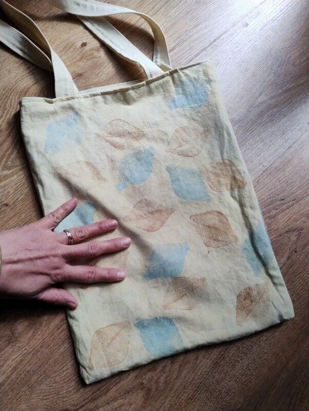 Natural printed and dyed cotton bag