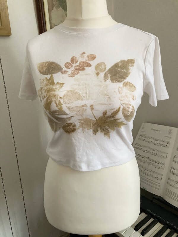eco print cotton crop t-shirt
